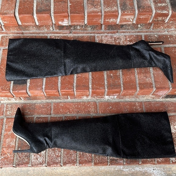 Good American The Weekend Black Glitter Slouchy Thigh High Boots Womens Size 6.5 - Picture 5 of 6